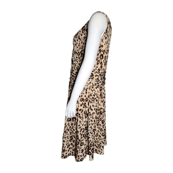 JESSICA LONDON Brown Tan Animal Print Pullover Sleeveless Dress Womens Size 16 - Picture 2 of 6